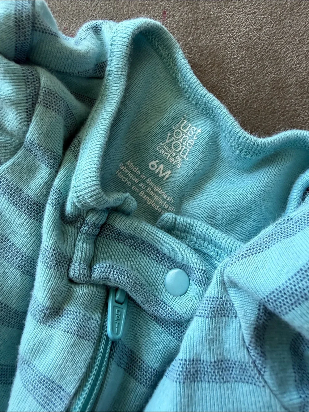 Carter's Just One You Light Blue Striped Baby Footed One-Piece